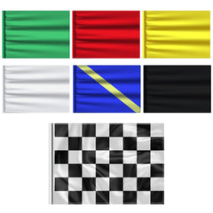 Moukeren front view of seven racing flags, clear signals for events