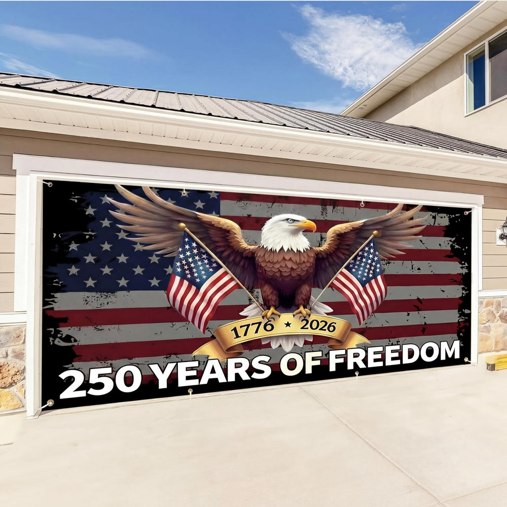 Moukeren installed on garage doors showing full coverage and festive impact