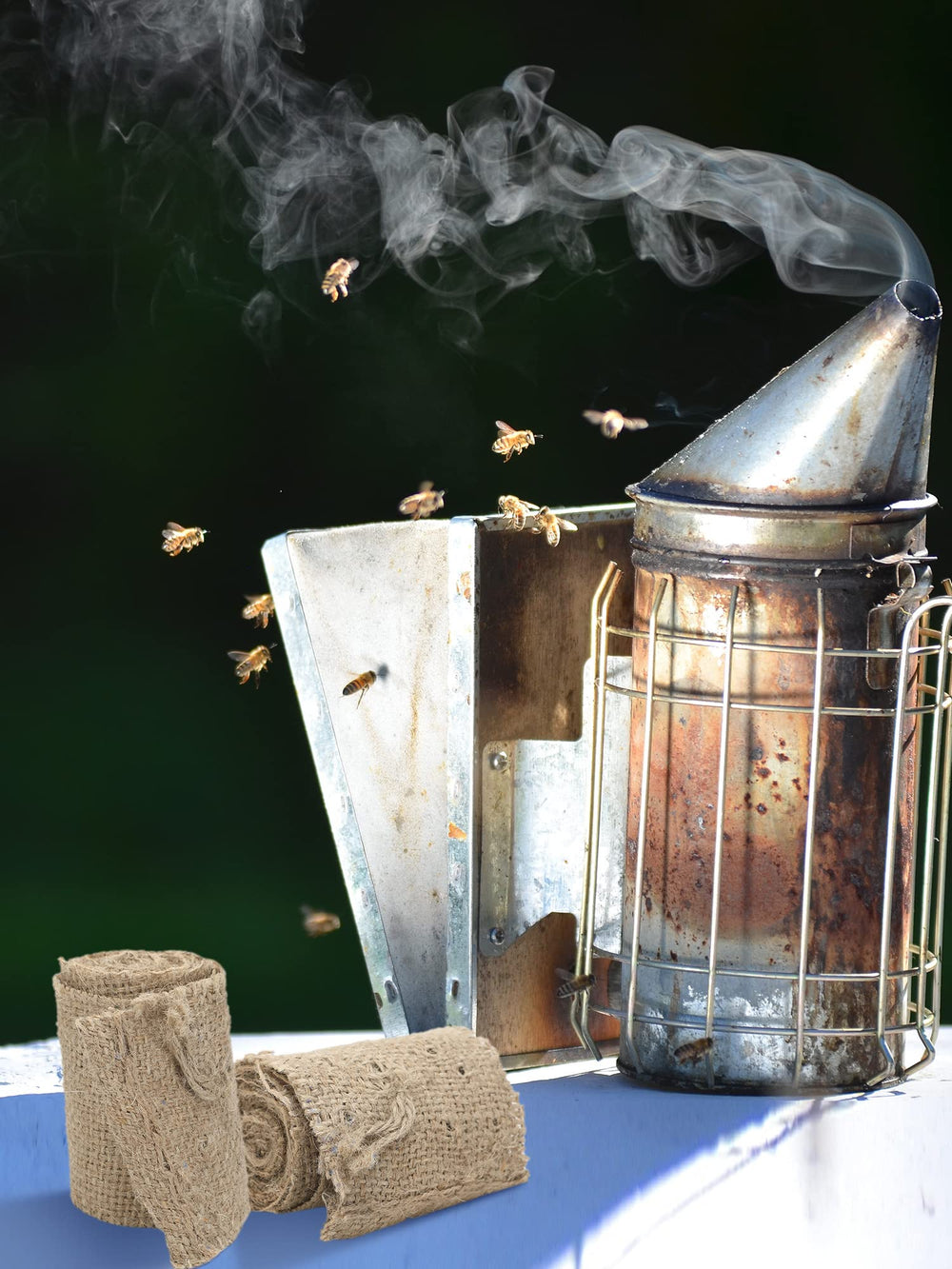 Moukeren fuel at apiary with beekeeper using smoker, reliable field performance