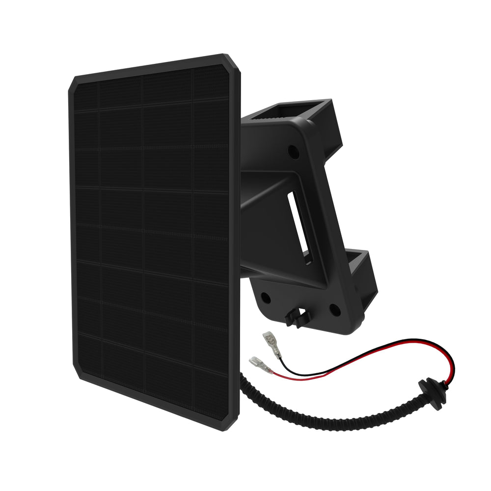 Moultrie front view of solar panel showing durable housing and connectors for reliable charging