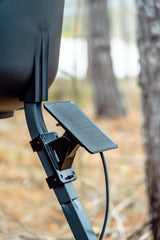 Moultrie solar panel mounted on feeder demonstrating hands-free charging in place
