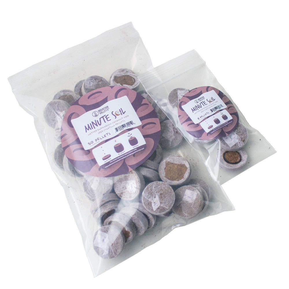 Mountain Valley Seed Co front packaging showing 100 pellets and branding for clean seed starting