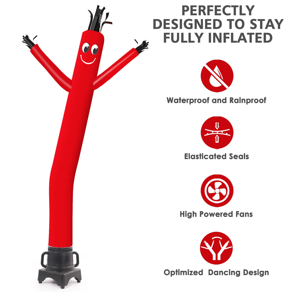 MOUNTO inflatable attached to blower showing secure fit and inflation