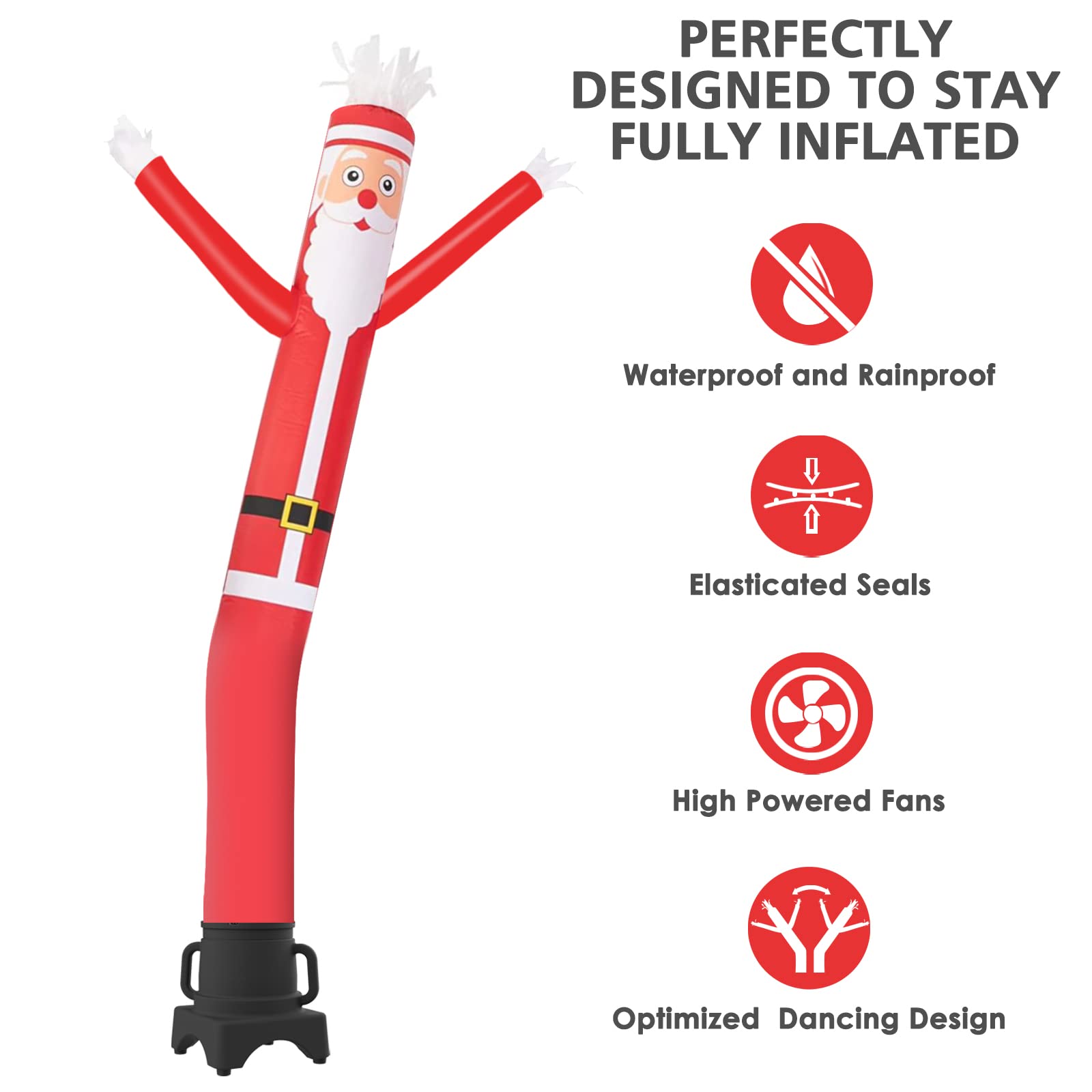 MOUNTO side profile of inflated Santa demonstrating height and motion
