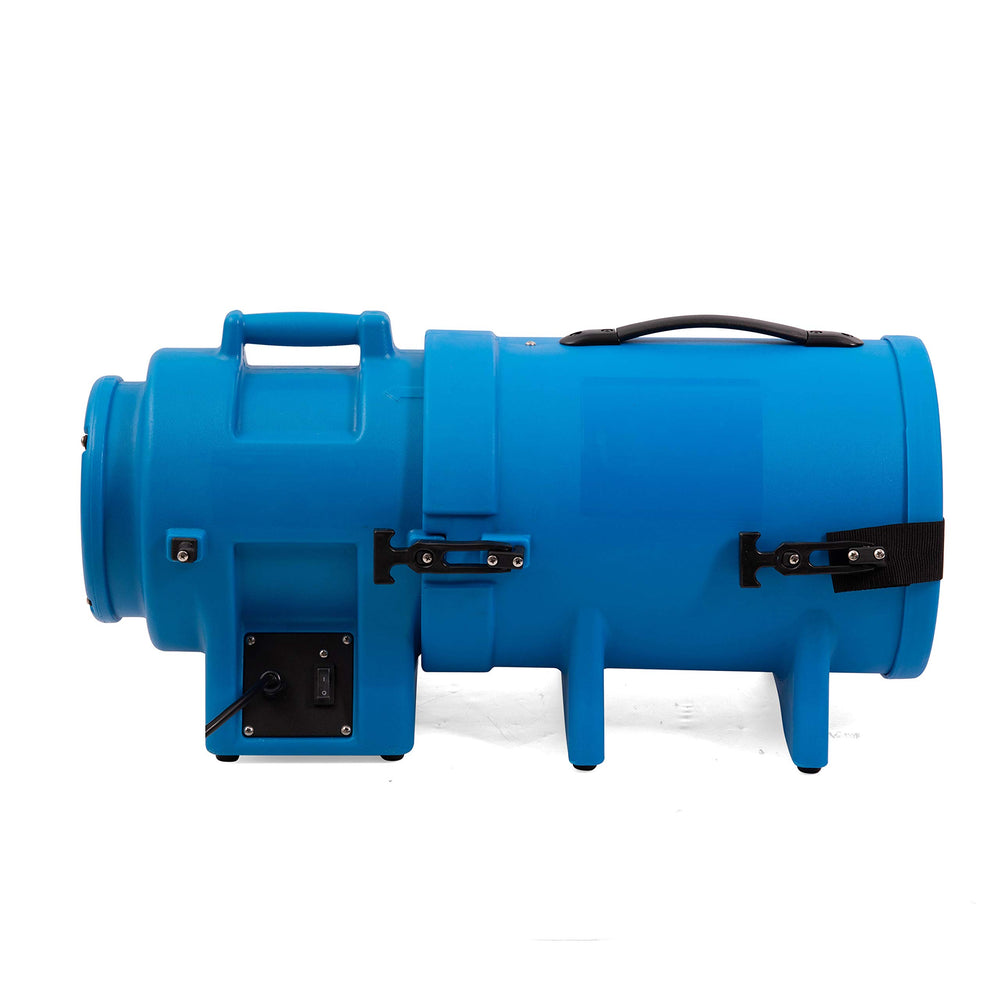 MOUNTO blower beside person showing scale and portable handling benefit