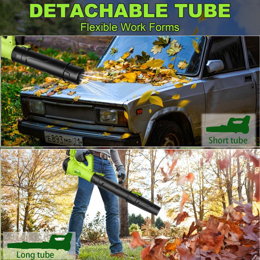Moutec size comparison next to a rake showing compact, easy-store benefit