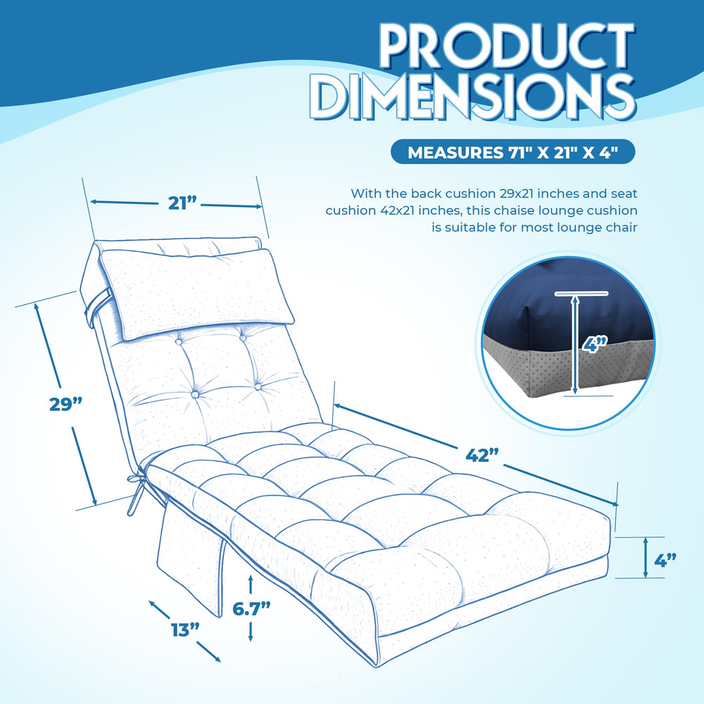 Moutosne chaise cushion on a patio lounge demonstrating comfort and weather-ready use