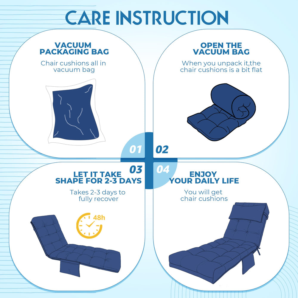 Moutosne vacuum-packed cushion in shipping bag with instructions to fluff for full size