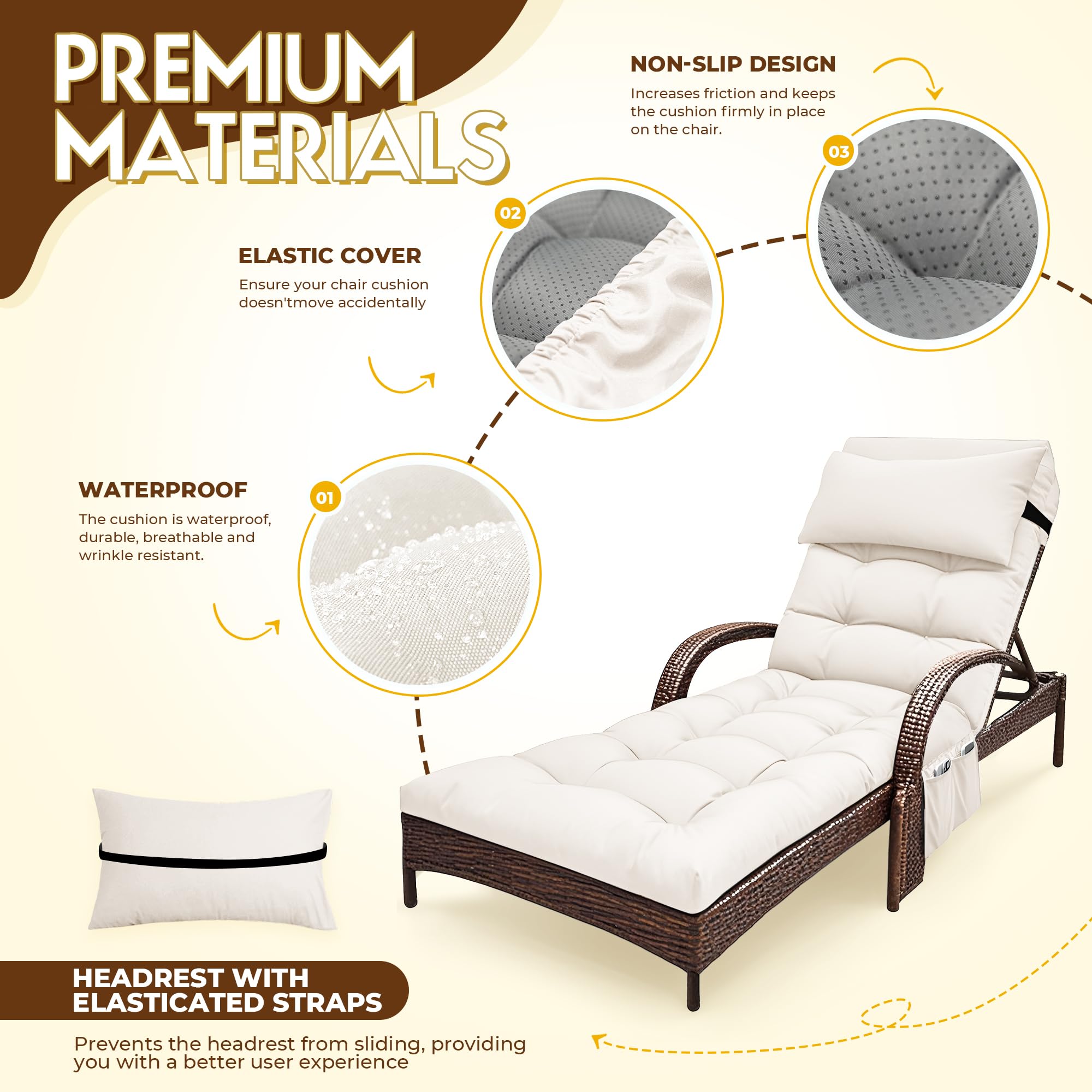 Moutosne close-up waterproof fabric texture repels water and eases cleaning