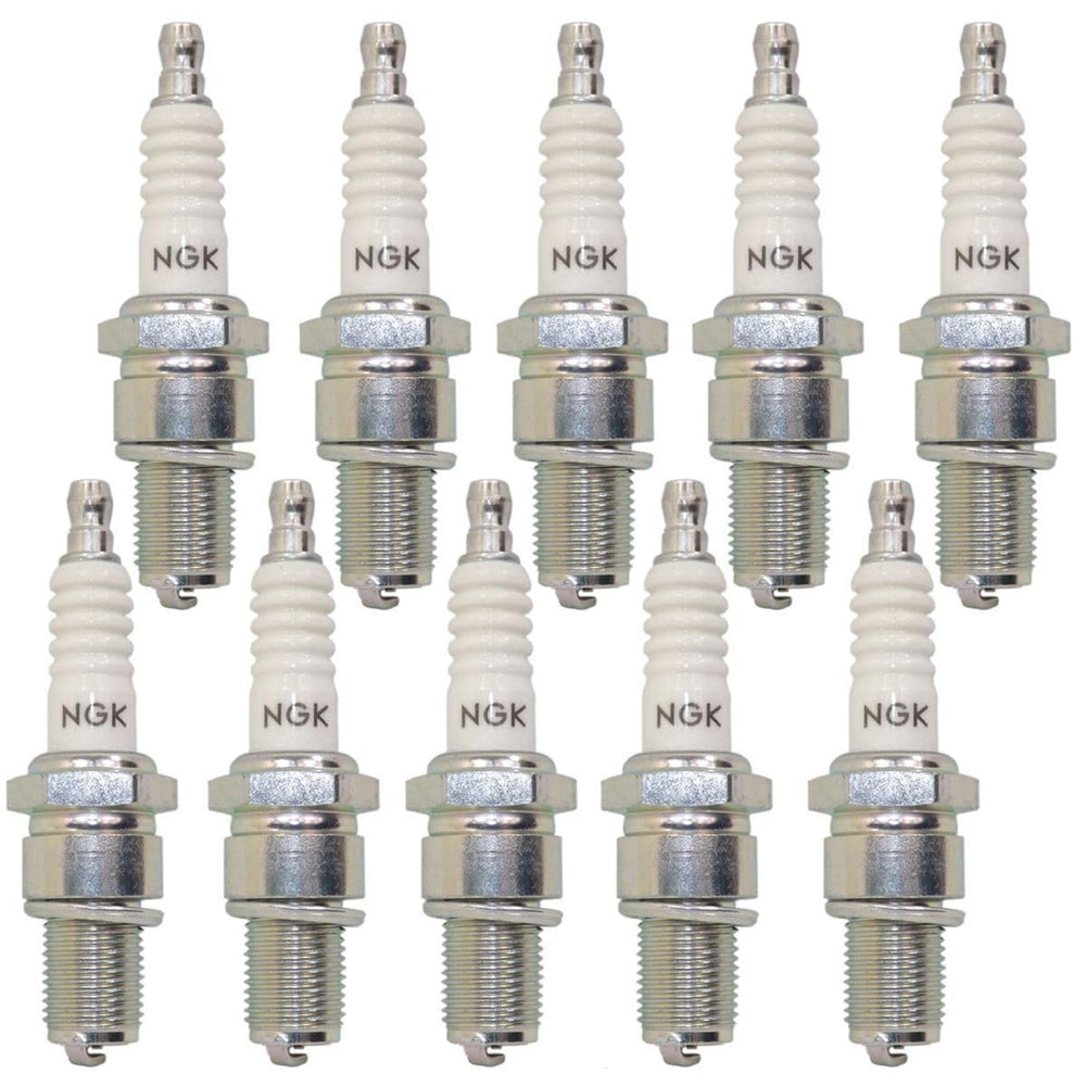 MowerPartsGroup NGK CMR7H close-up of electrode and ceramic insulator, highlights durable construction