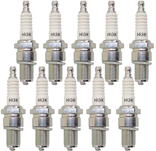 MowerPartsGroup NGK CMR7H installed in a small engine spark plug hole, demonstrates correct fitment