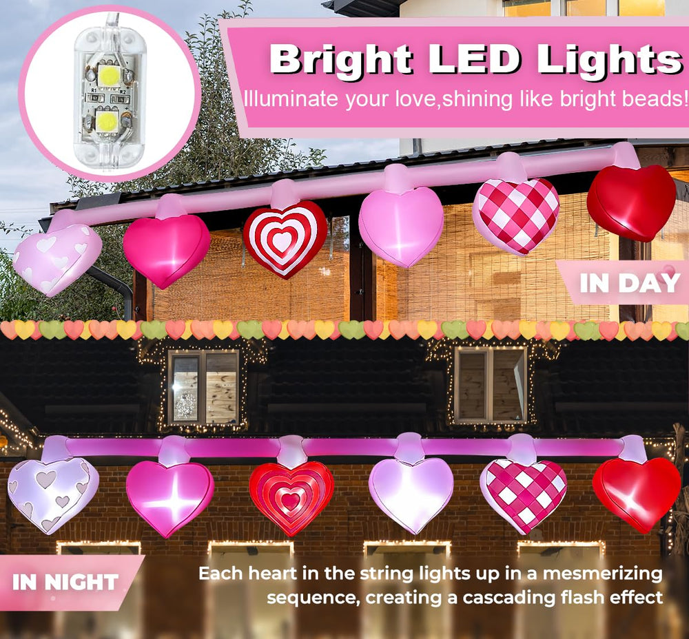 mowholm inflatable hearts lit at night creating romantic yard ambience