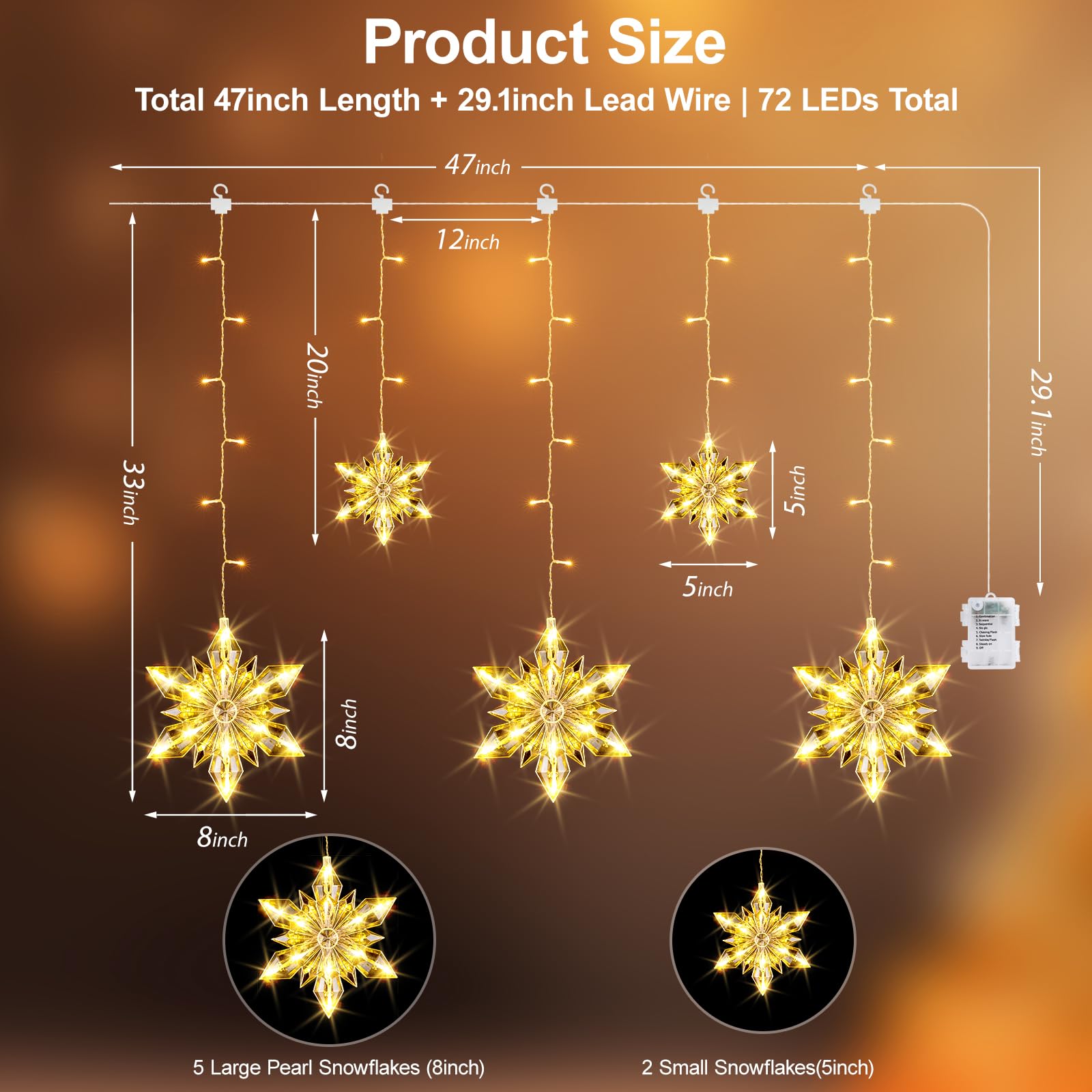 Mowizip size comparison with hand showing snowflake scale and easy hanging