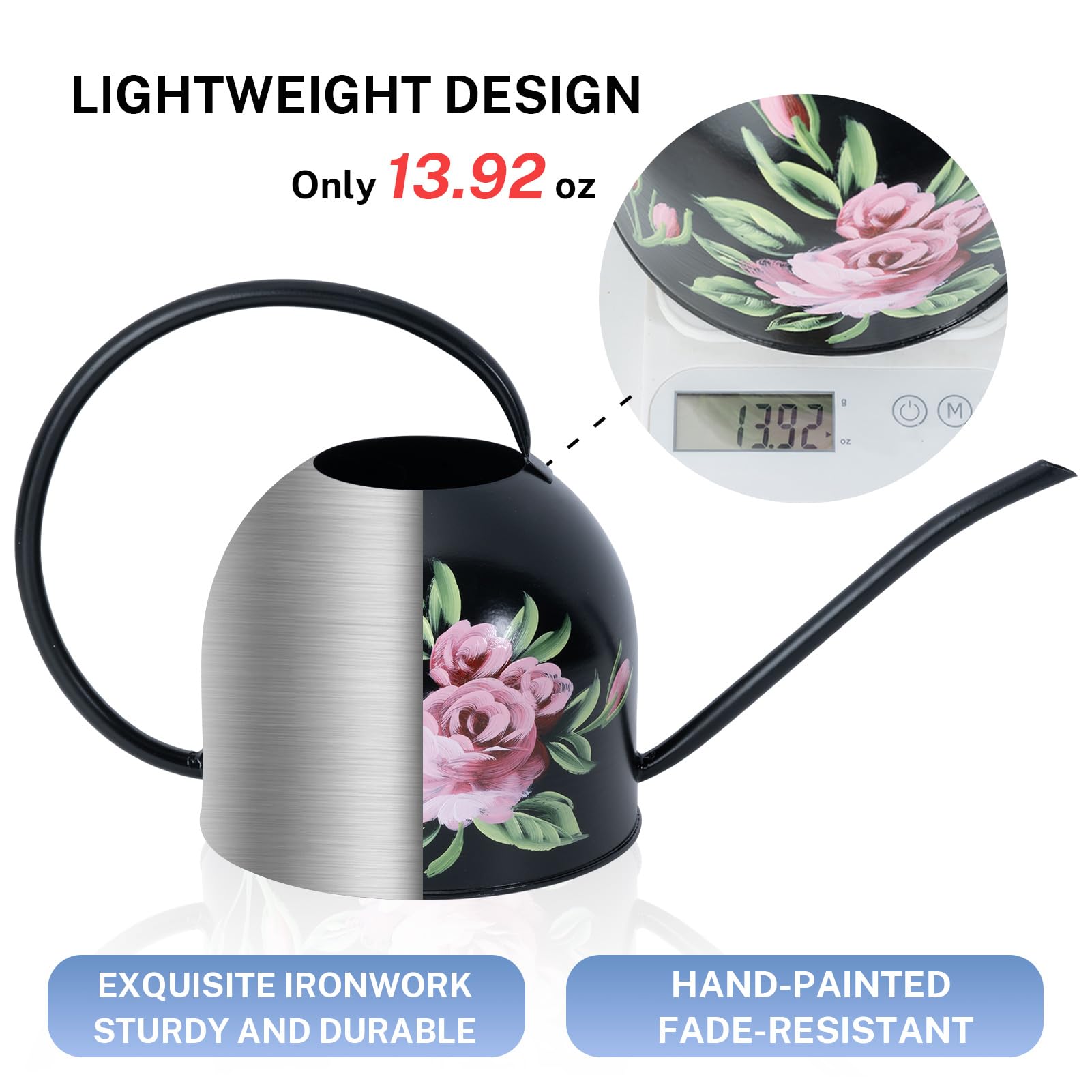 MOYEE size comparison beside plant pot showing compact capacity advantage