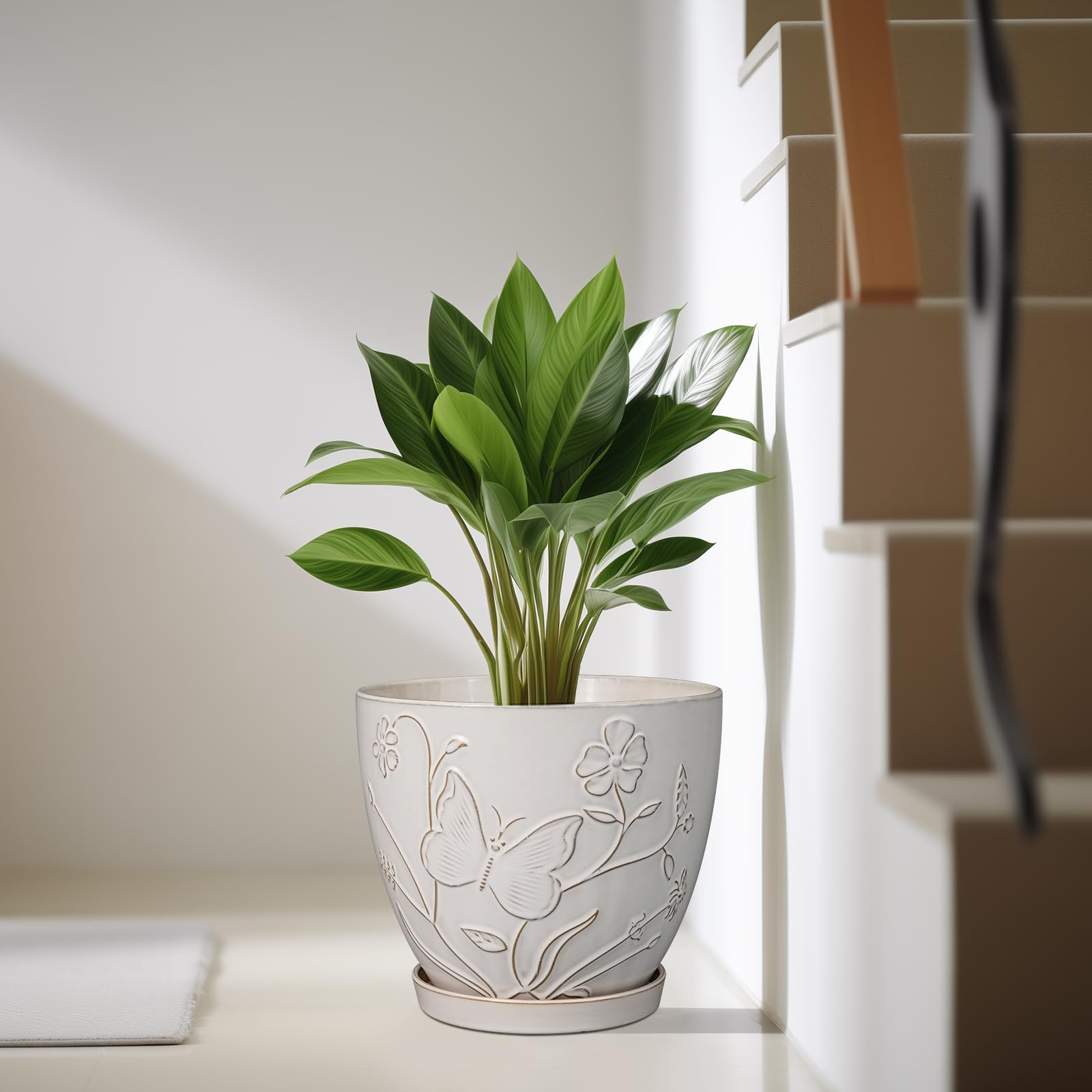 MPotTo planter on patio showing outdoor-ready look and sheltered placement benefit