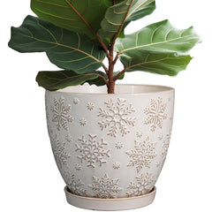 MPotTo front view of planter showing snowflake pattern and elegant finish