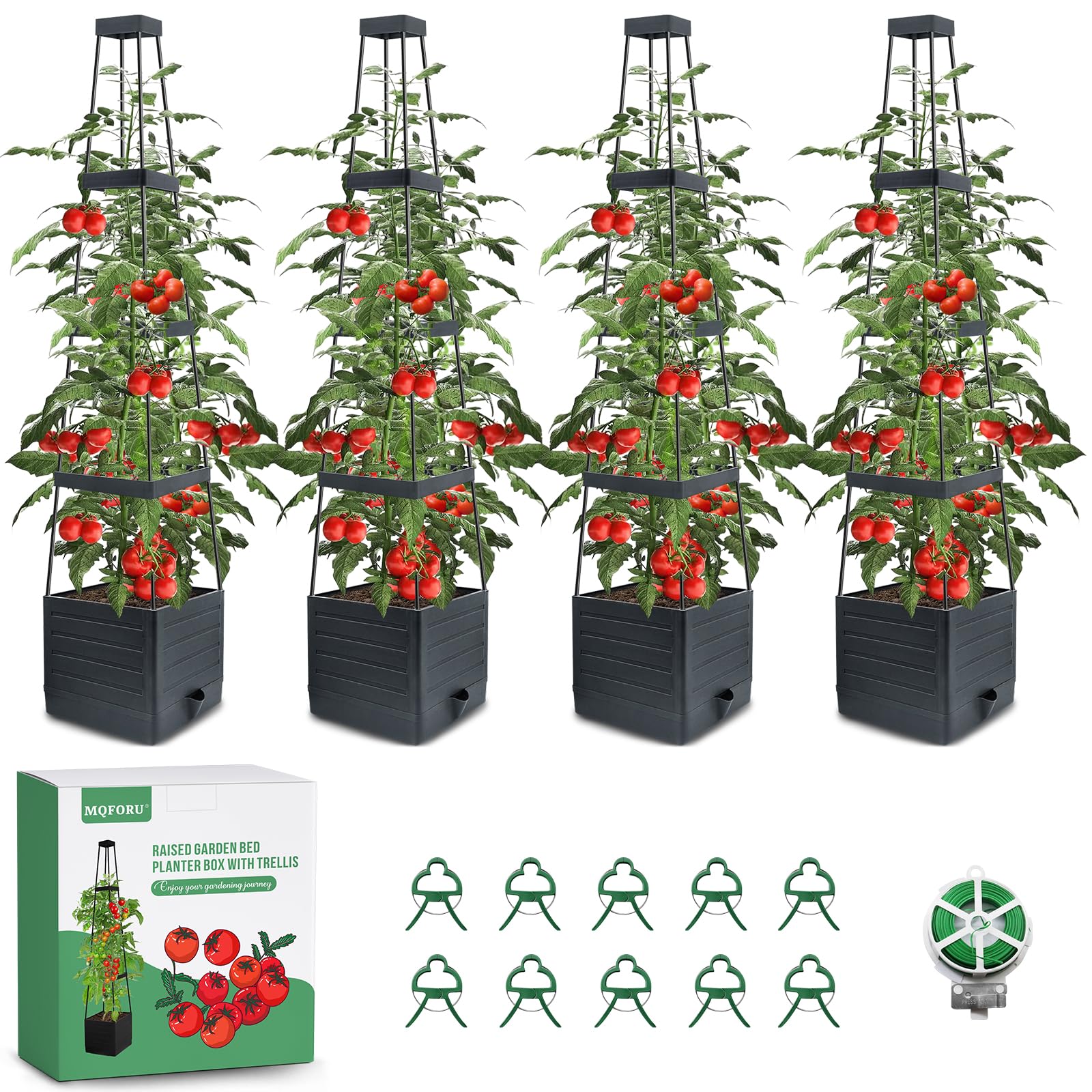 MQFORU front view of four stacked planters showing full setup and space saving benefit