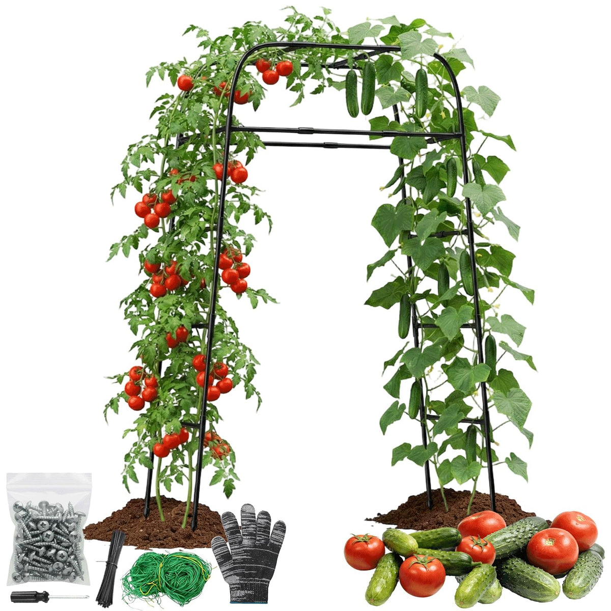 MQHUAYU arch front view showing sturdy tunnel and vegetable benefit