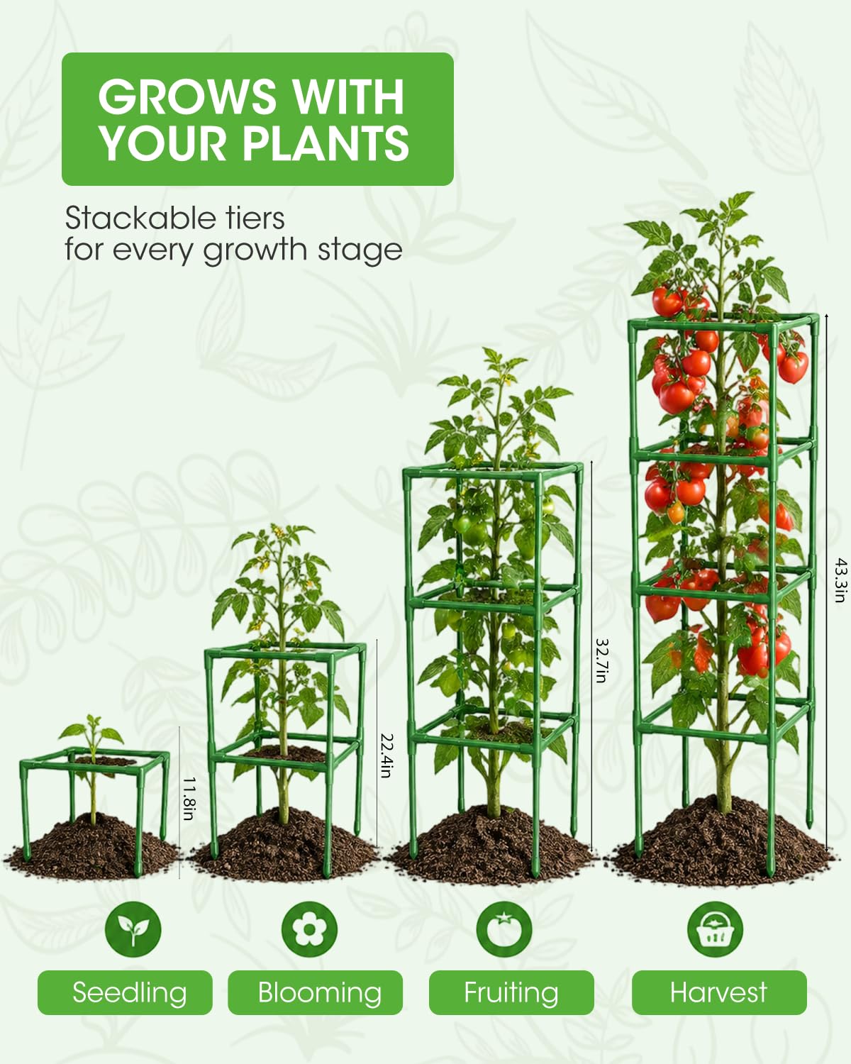 MQHUAYU cage installed in raised bed holding plants upright and accessible