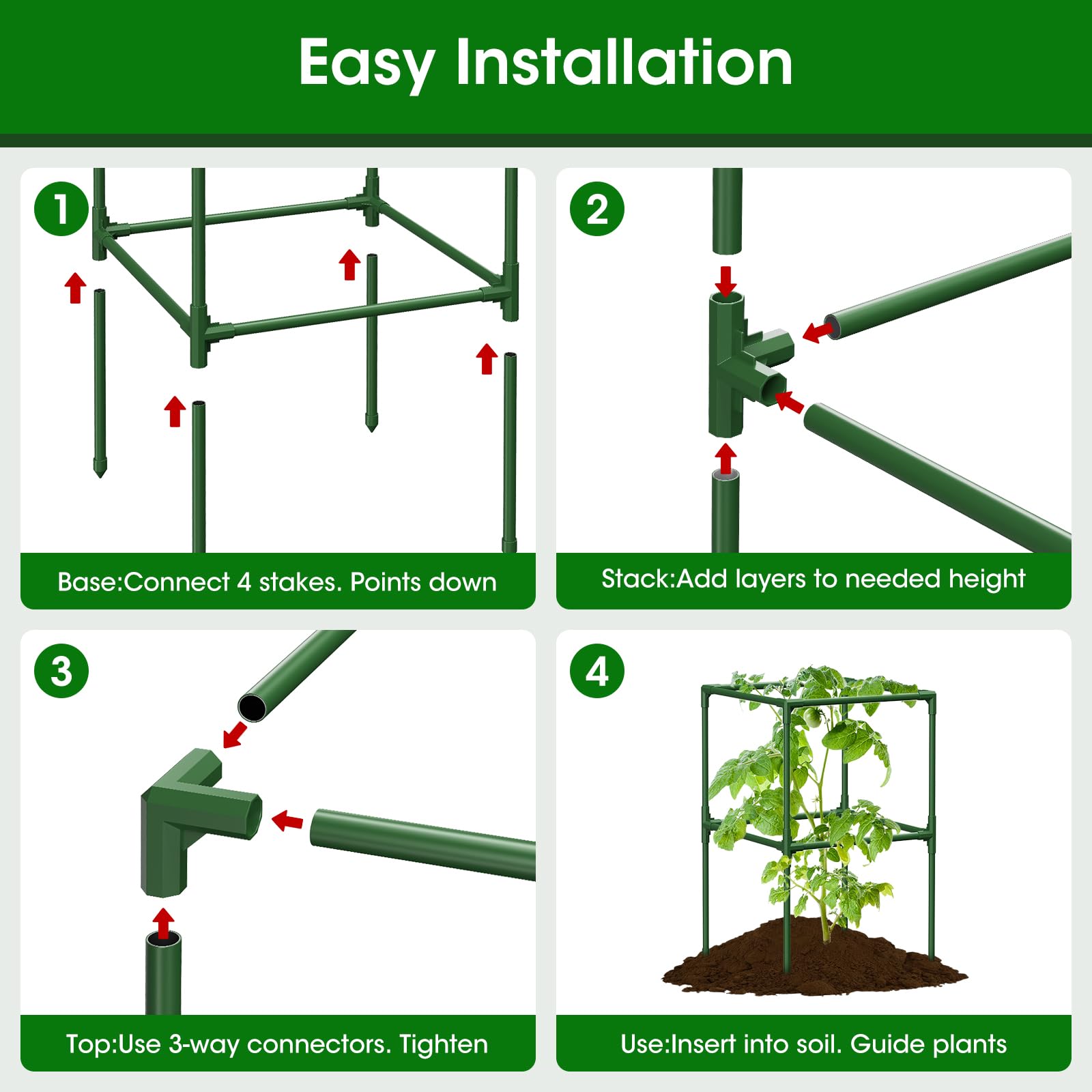 MQHUAYU tomato cage in garden supporting heavy fruit for easier harvest