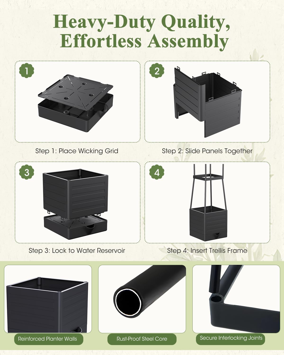 MQHUAYU patio lifestyle shot displaying attractive container garden and easy maintenance