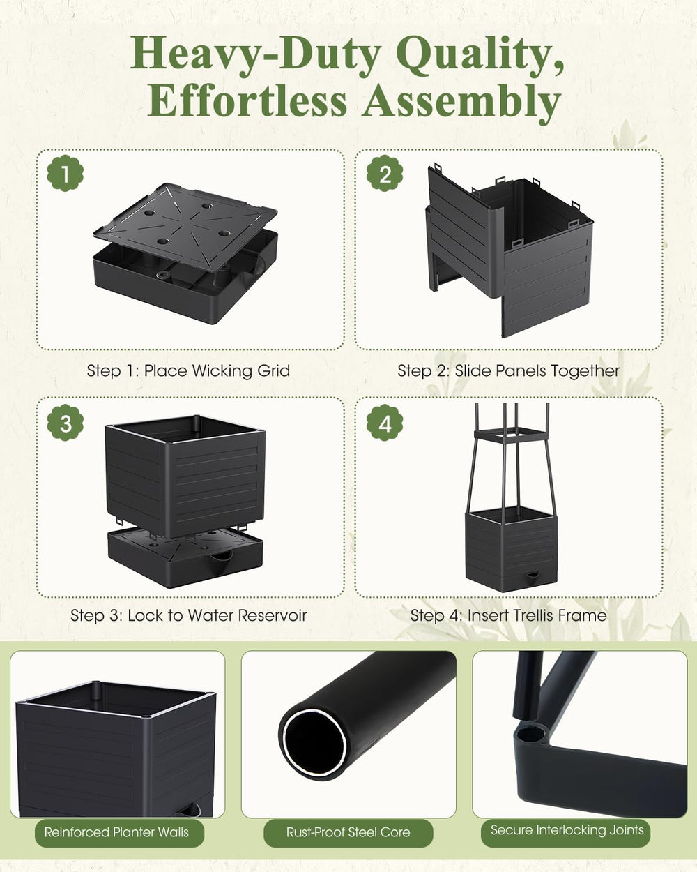 MQHUAYU patio lifestyle shot displaying attractive container garden and easy maintenance