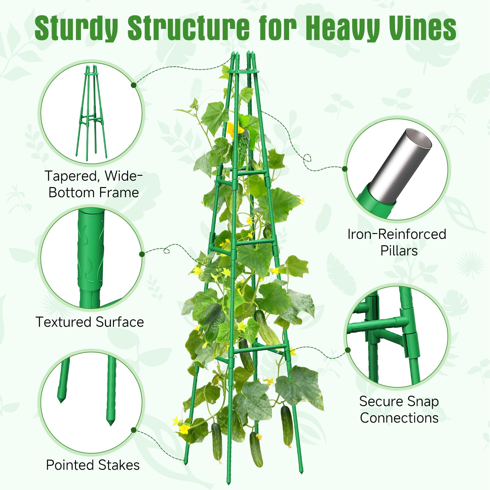 MQHUAYU obelisk installed in raised bed improving vertical growing space
