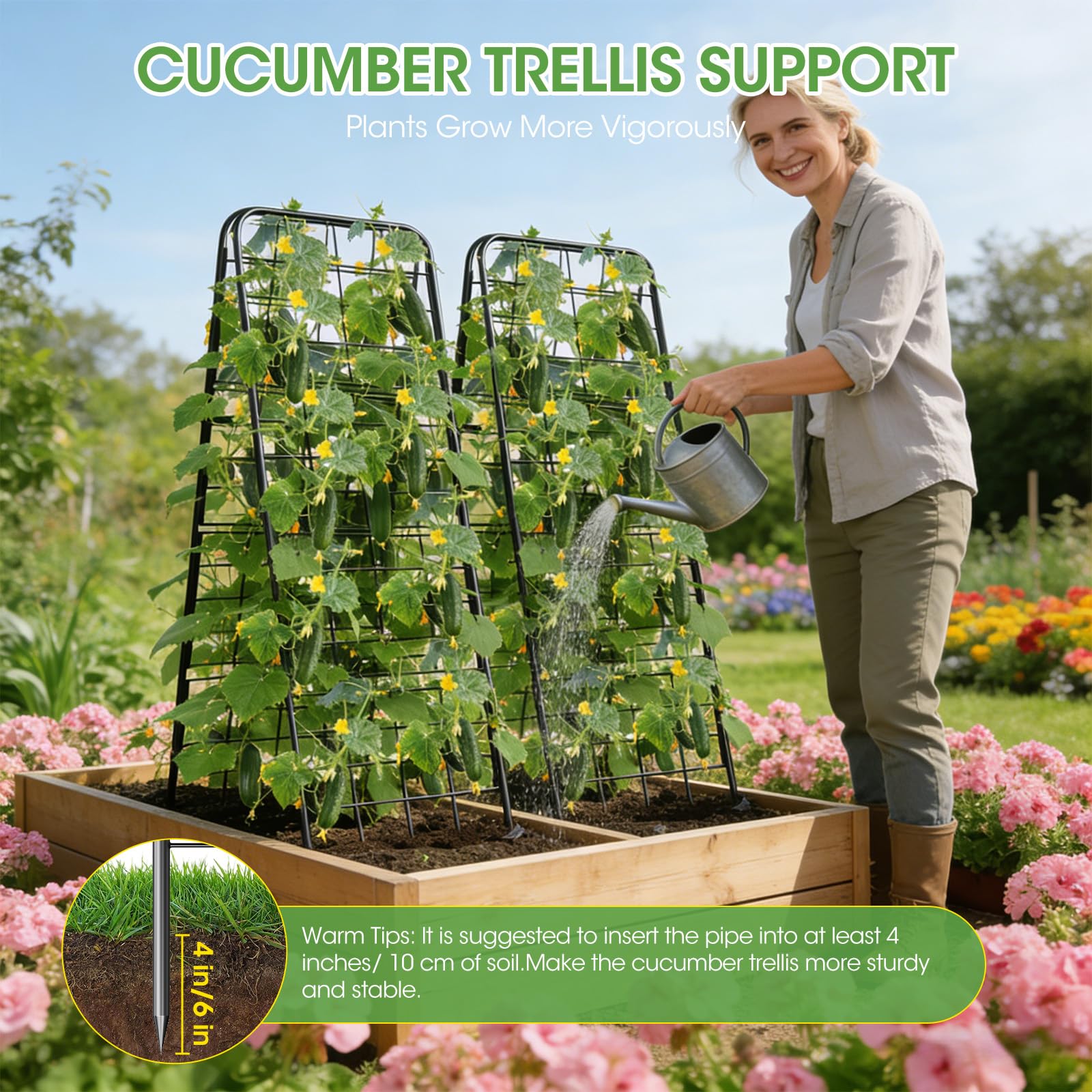 MQHUAYU trellis set at 17 inches demonstrating seedling support