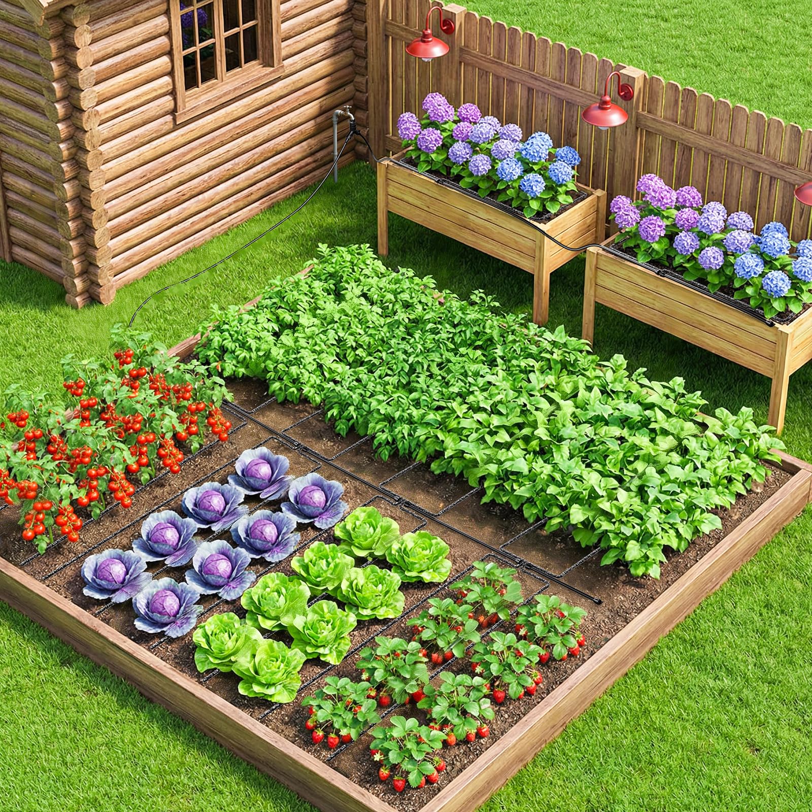 MQJIAZHI system watering a garden scene to save time and water