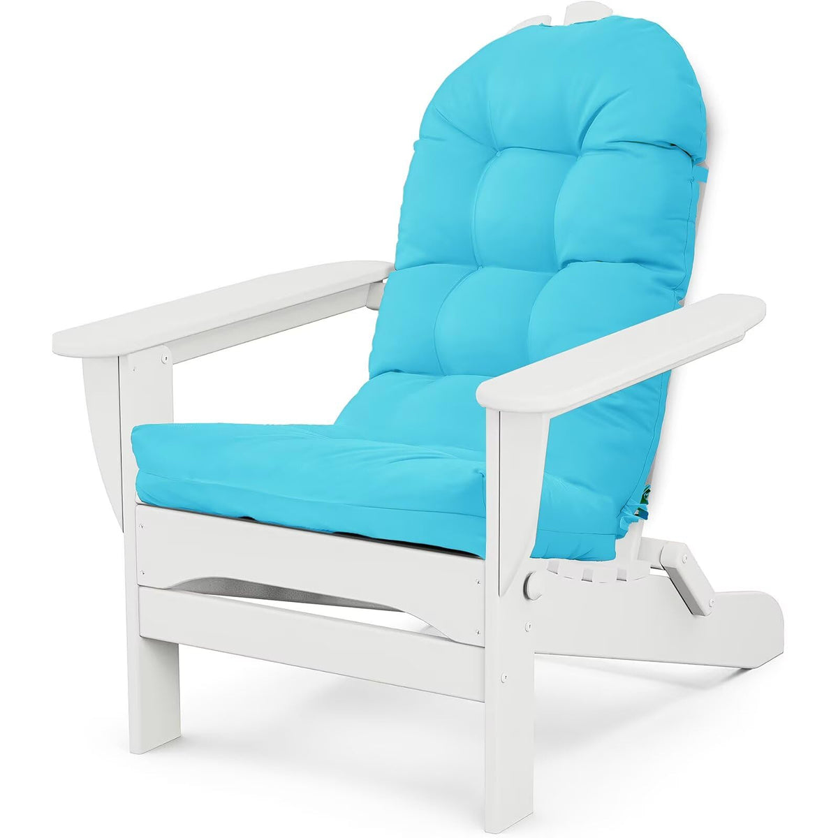 MQK front view of cushion fitted on Adirondack chair shows neat comfort