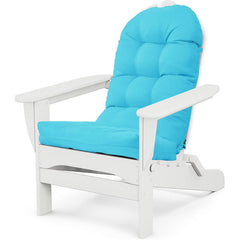 MQK front view of cushion fitted on Adirondack chair shows neat comfort