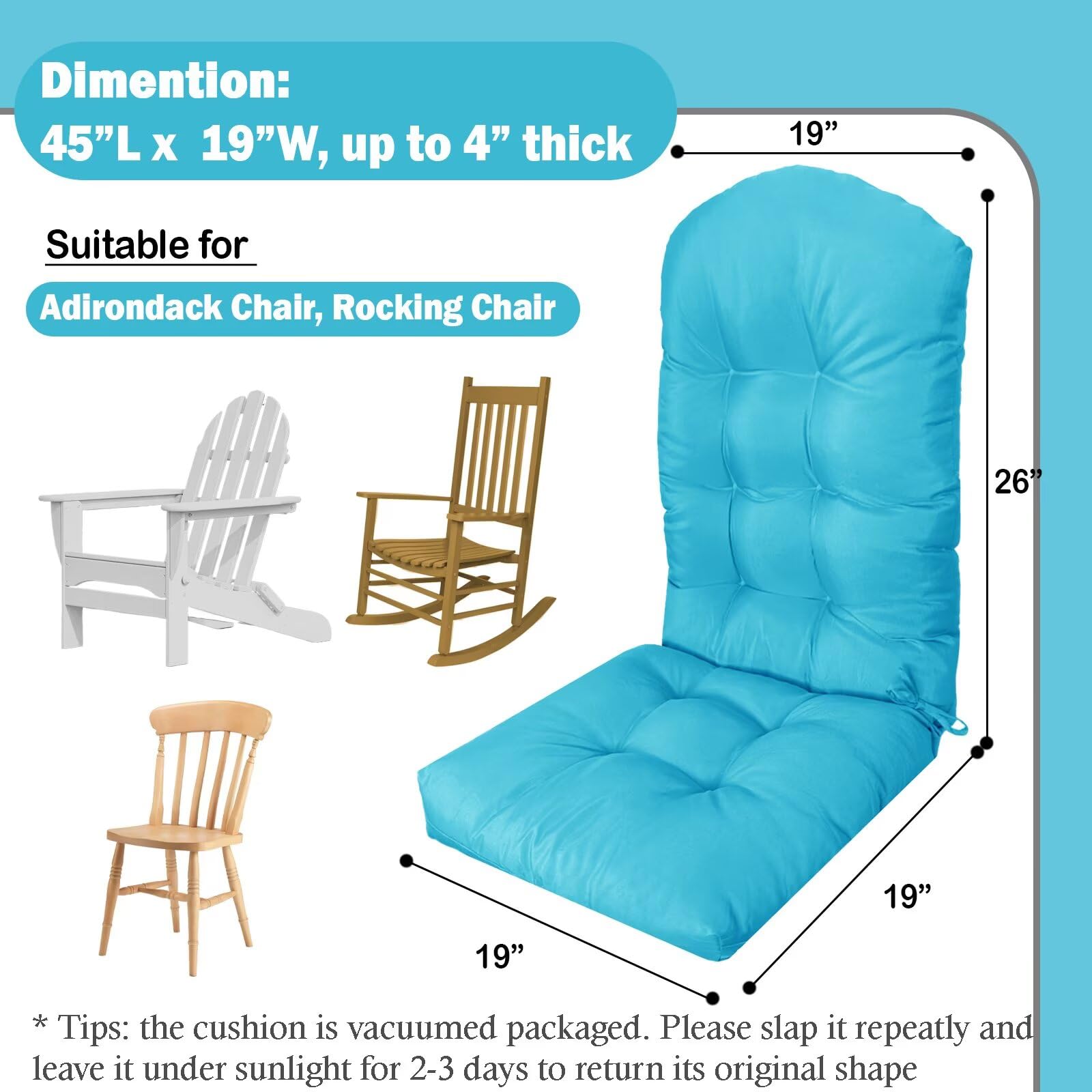 MQK cushion in use on patio chair provides immediate seating comfort