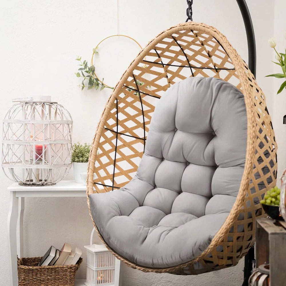 MQK cushion installed in an egg chair illustrating secure fit and added comfort