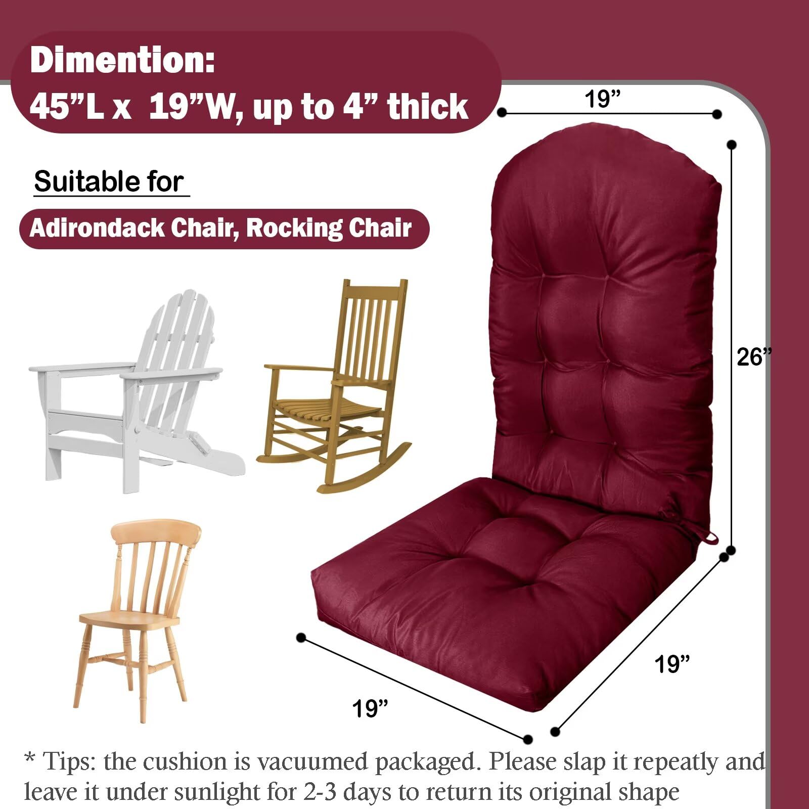 MQK cushion in use on Adirondack chair on deck, improving outdoor comfort