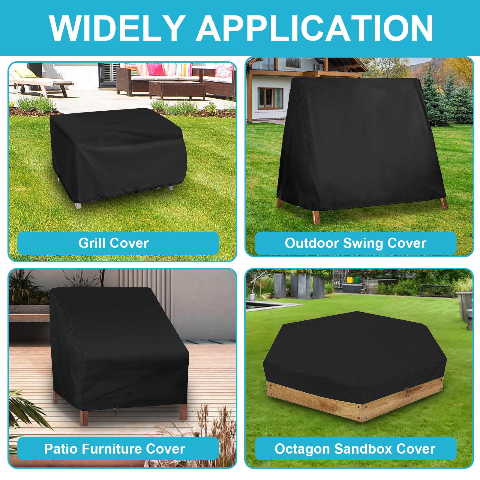 MQLD cover protecting wooden sandbox outdoors with children-safe yard