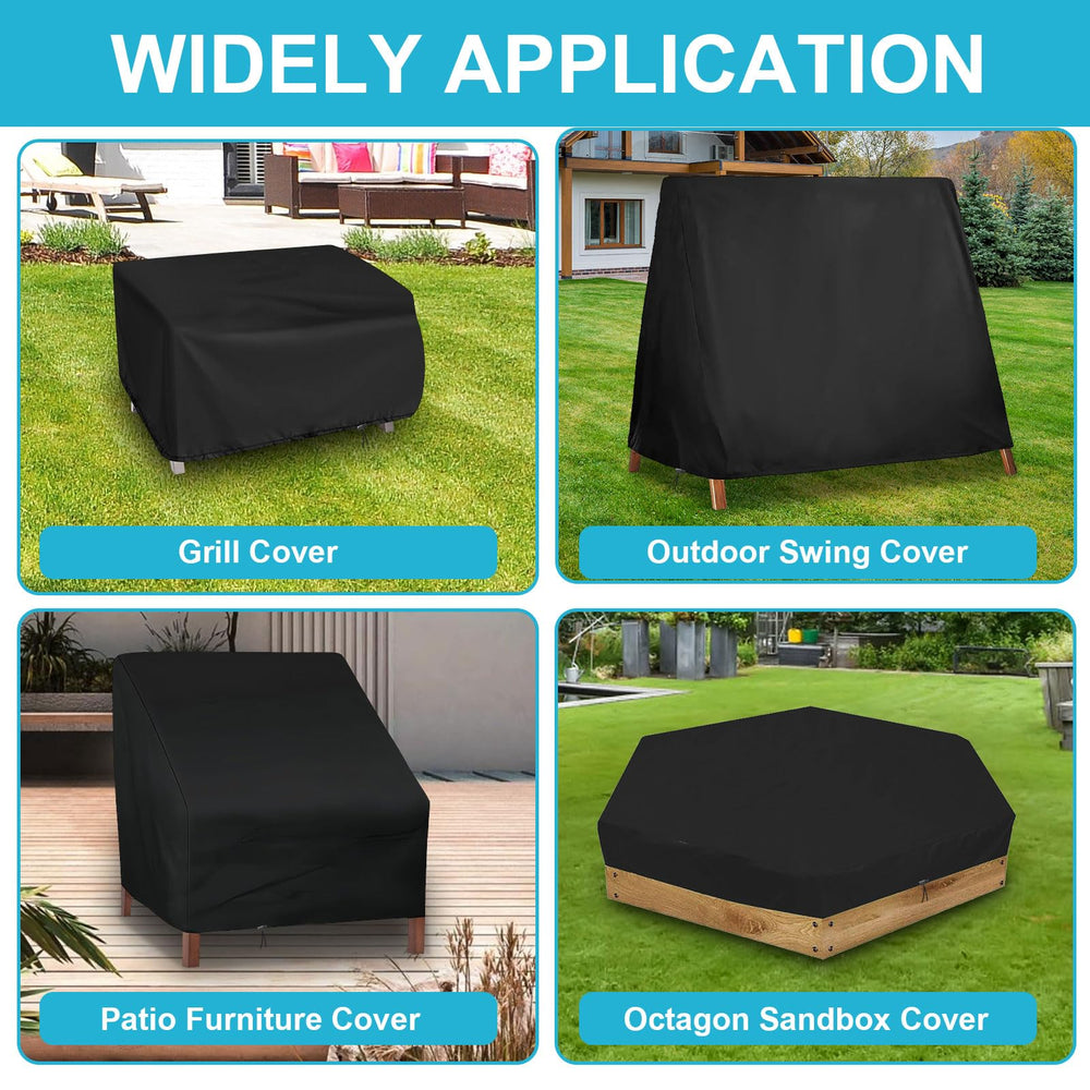 MQLD cover protecting wooden sandbox outdoors with children-safe yard