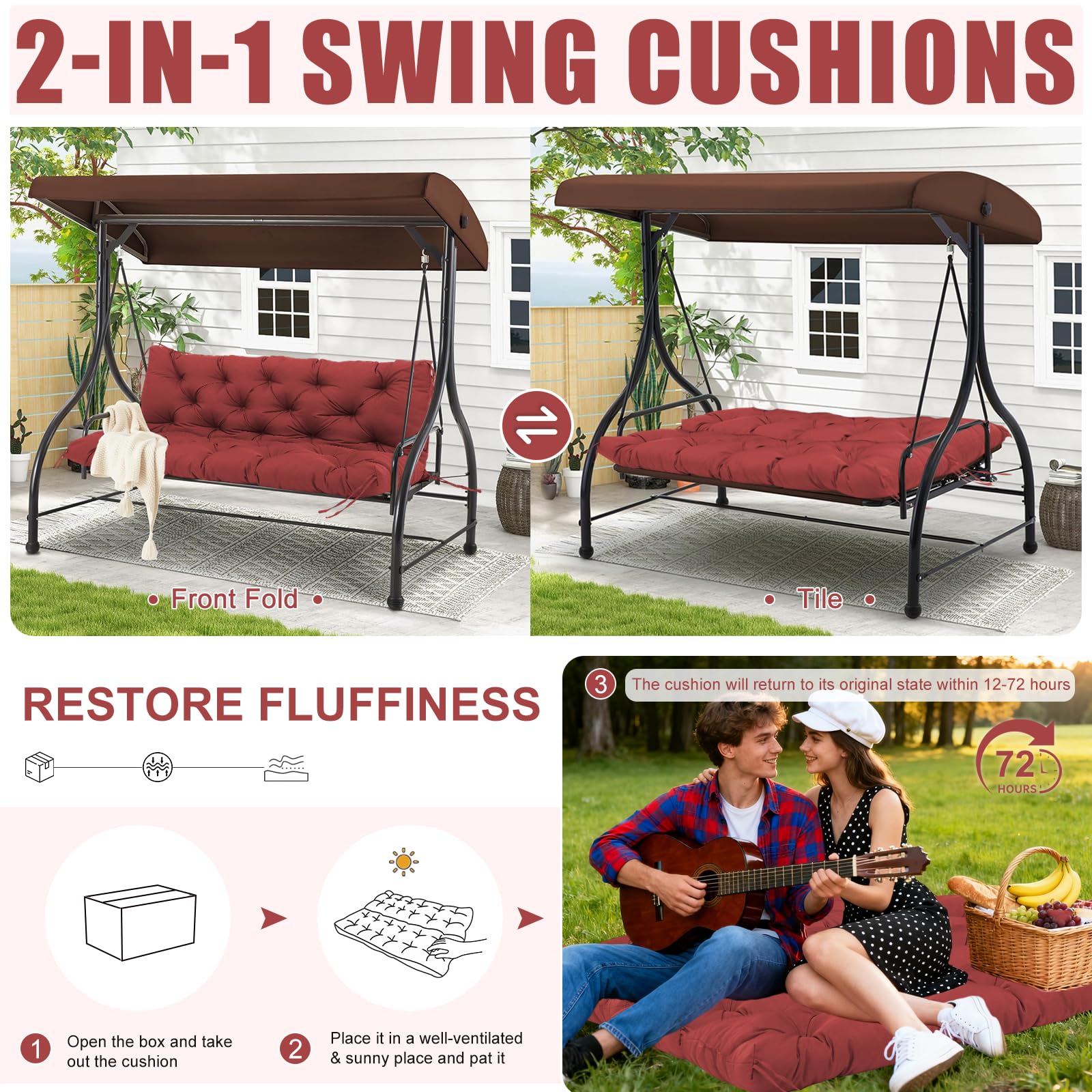 MQSXBF lifestyle porch scene with swing demonstrating cozy outdoor comfort