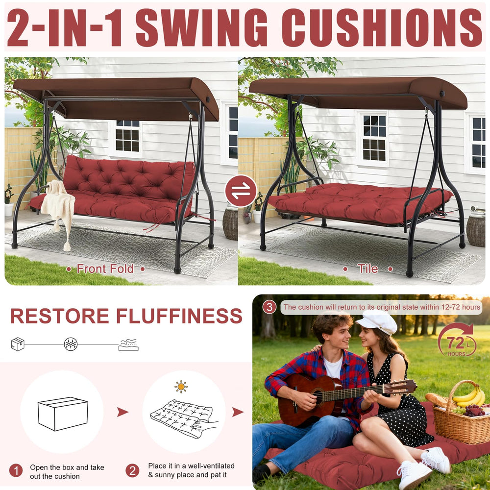 MQSXBF lifestyle porch scene with swing demonstrating cozy outdoor comfort