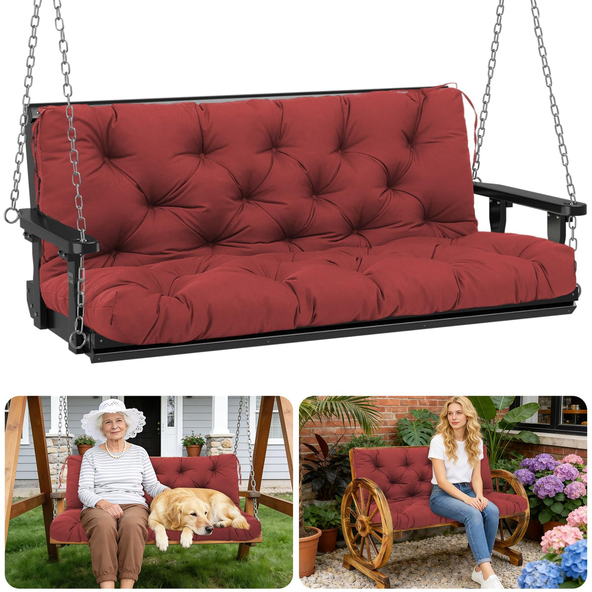 MQSXBF front view wine red cushion showing full coverage and stylish finish