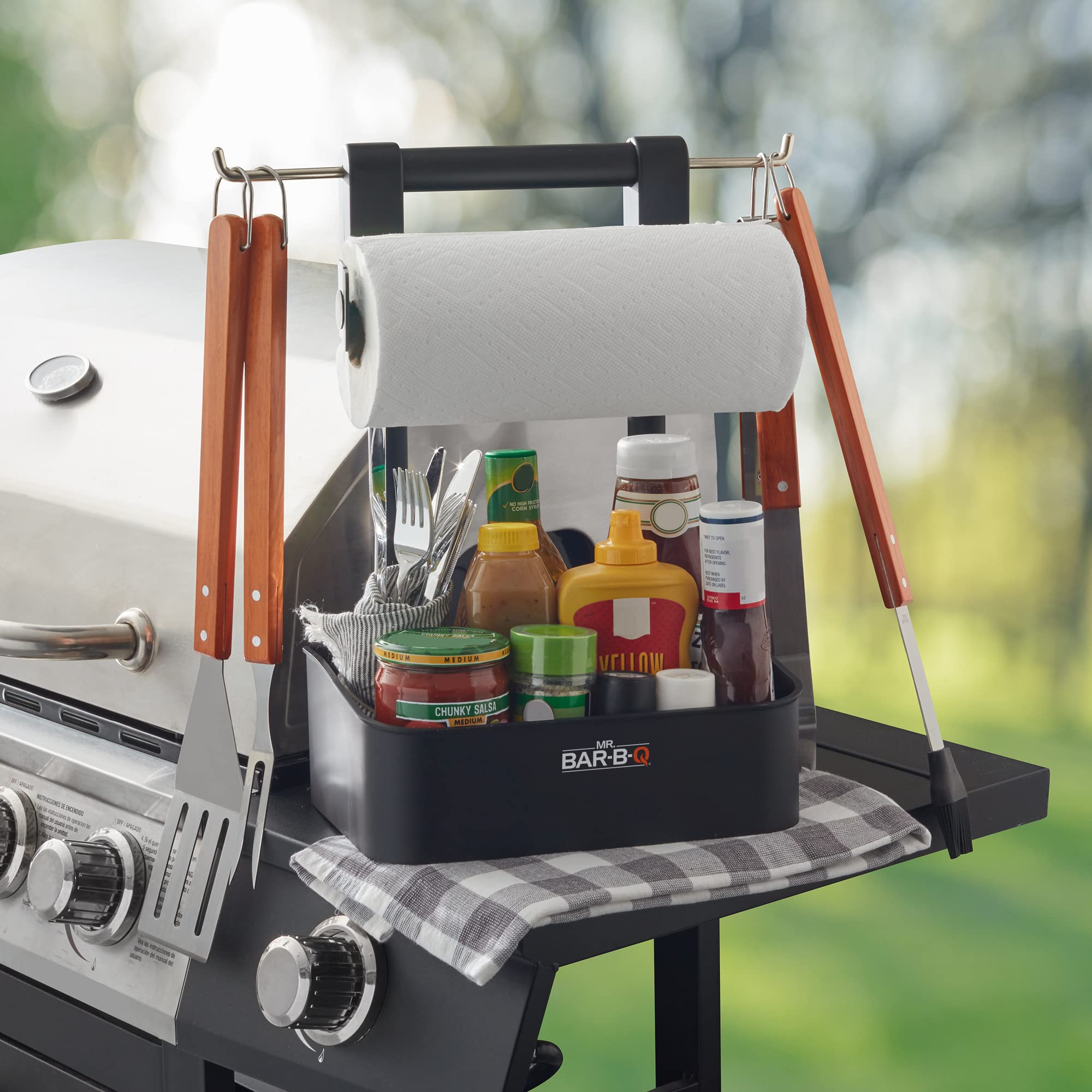 Mr. Bar-B-Q in backyard setting demonstrating portability and readiness