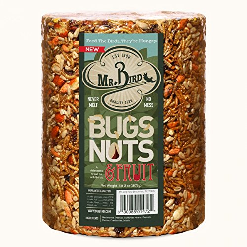 Mr. Bird cylinder front packaging showing weight and ingredients attracting more birds