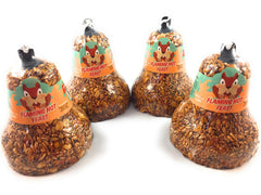 Mr. Bird front packaging of four seed bells showing ready-to-hang convenience