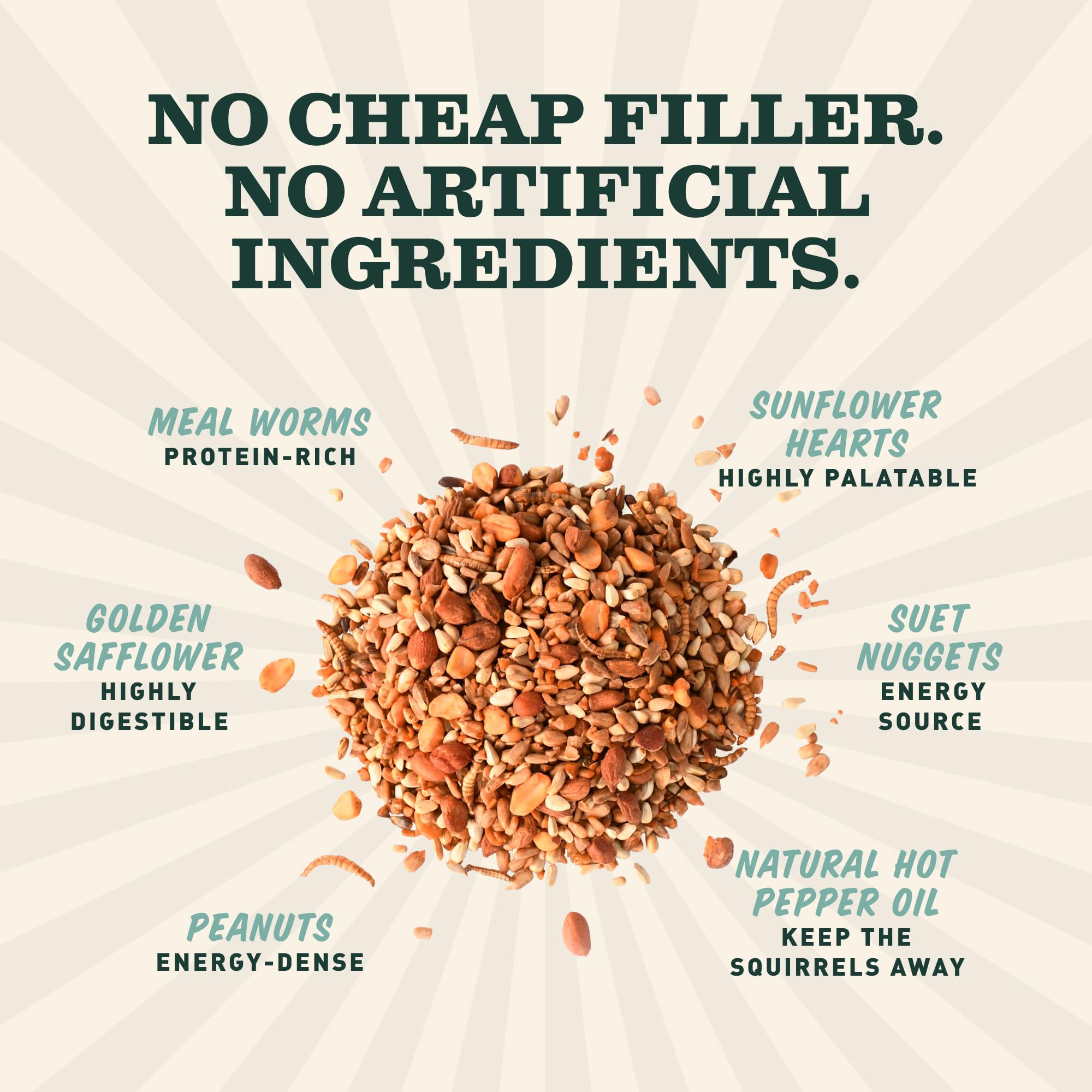 Mr. Bird label and ingredients close-up showing premium mix