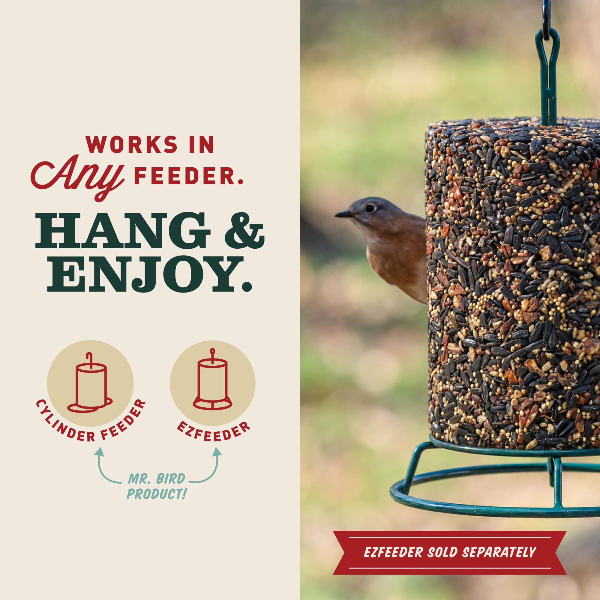 Mr. Bird product label close-up showing ingredients and USA-made quality