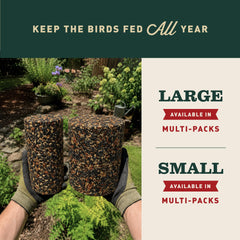 Mr. Bird cylinder next to ruler showing 4 lb size and long-lasting use