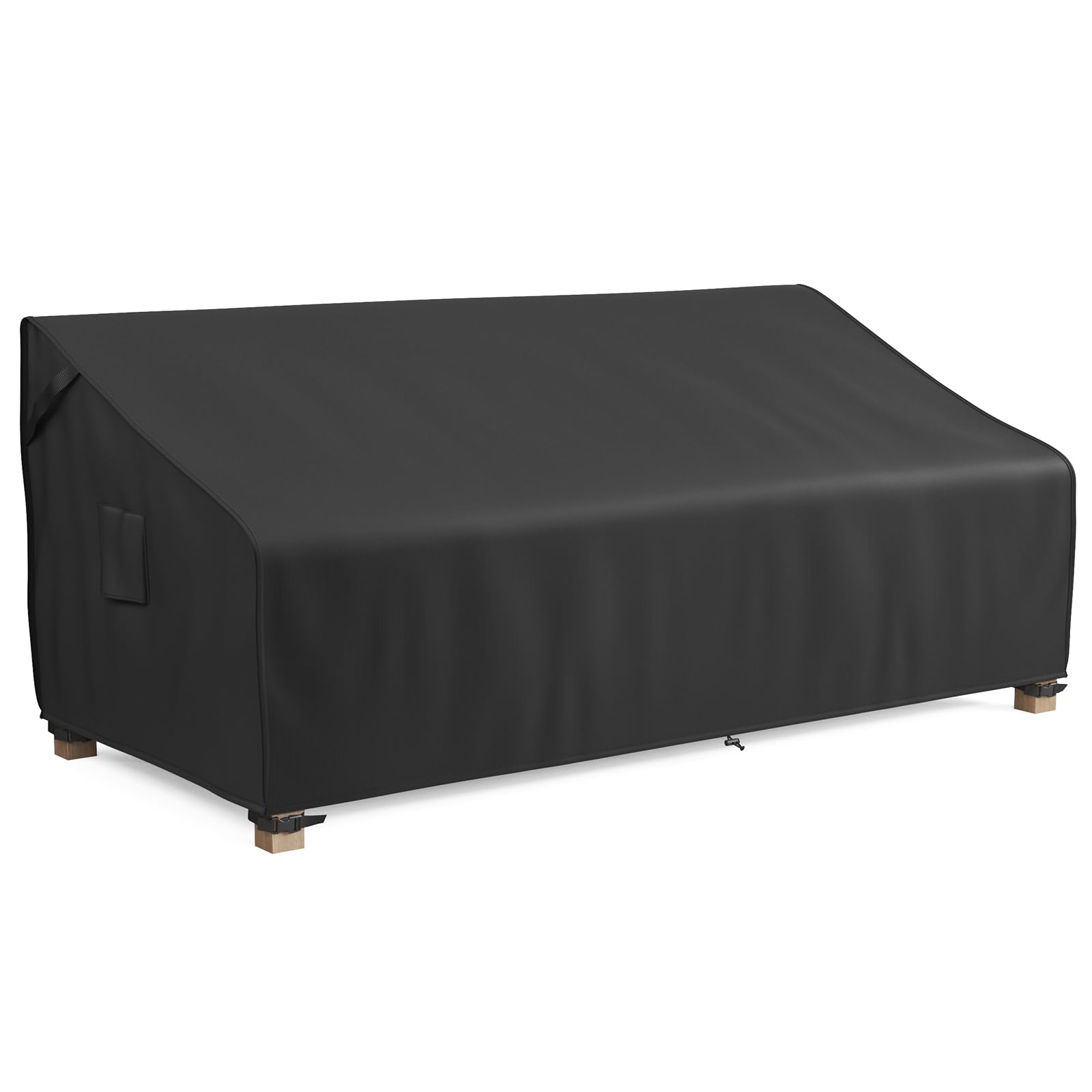 MR. COVER front view on a three-seater sofa showing full waterproof protection