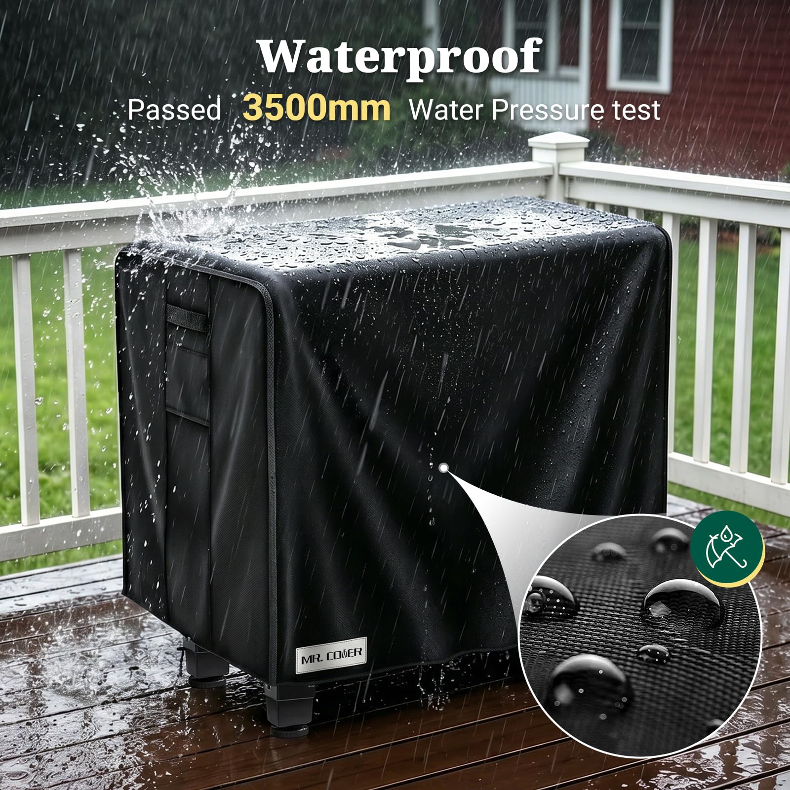 MR. COVER adjustable drawstring and handle for secure fit and easy removal