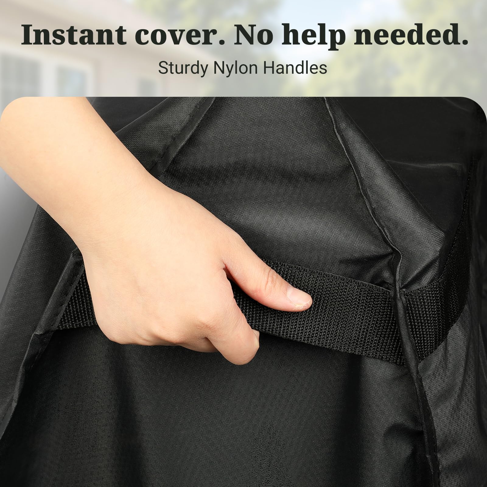 MR. COVER folded compact for storage, saving space and ready between seasons