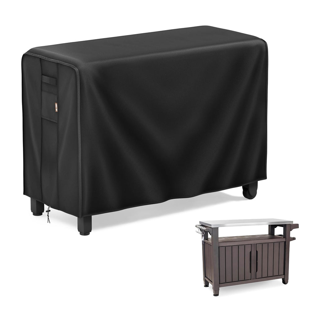 MR. COVER front view showing full-fit protection for Keter Unity XL, prevents weather damage