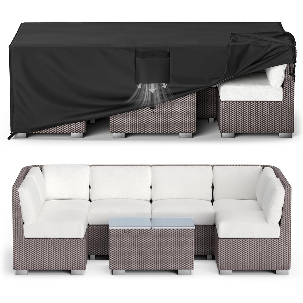 MR.COVER front view showing whole patio cover protecting set